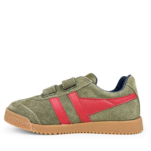 Gola trainer Green suede sneaker with red stripes
