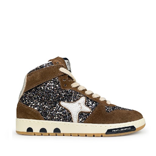 Kids shoe online AMA BRAND trainer Sneaker in brown and glitter