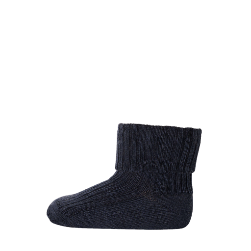 mp Denmark short socks Fine wool rib socks Ivy Dark Denim Melange