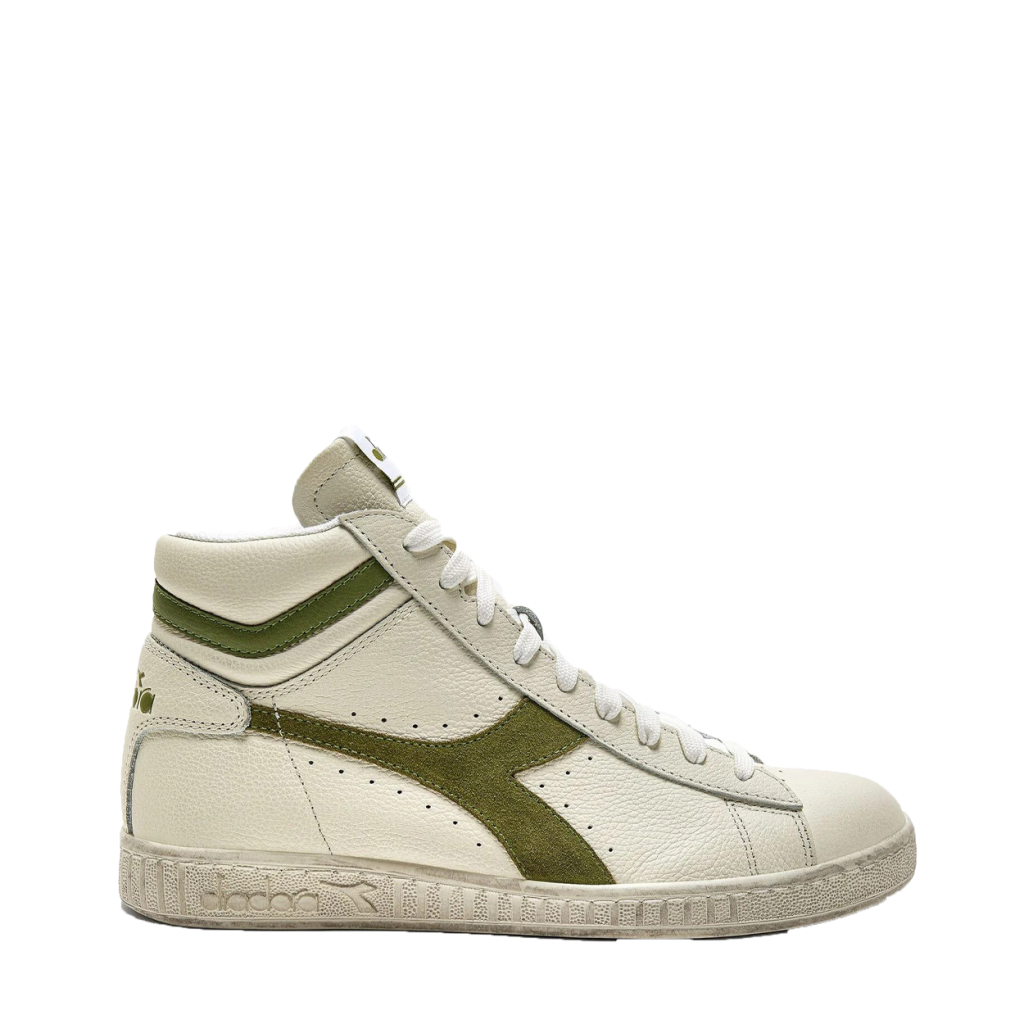 Diadora - Semi-high white sneaker with green logo