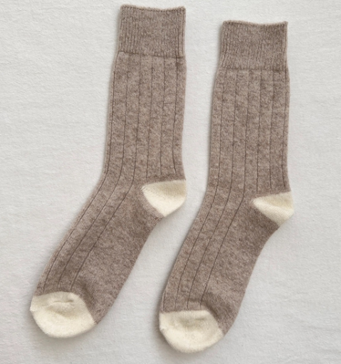 Kinderschoen online Le Bon Shoppe korte kousen Le Bon Shoppe - cashmere classic socks beige melange