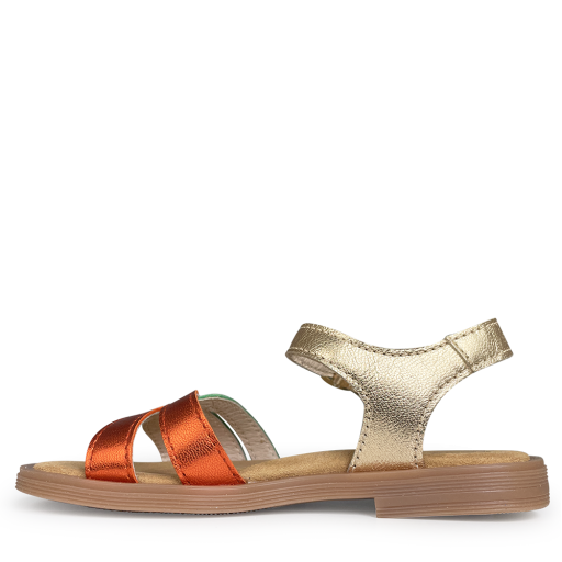 Beberlis sandalen Sandaal goud, oranje en groen