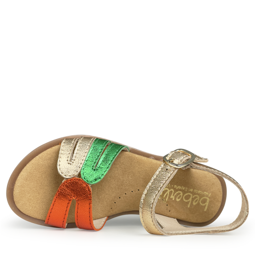 Beberlis sandalen Sandaal goud, oranje en groen