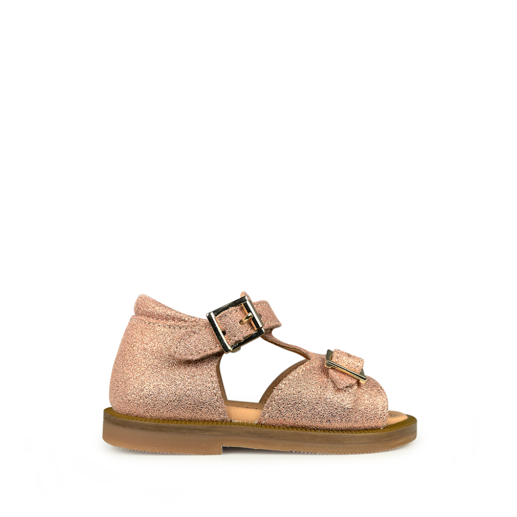 Ocra - Copper sandal glitter with double buckle closure
