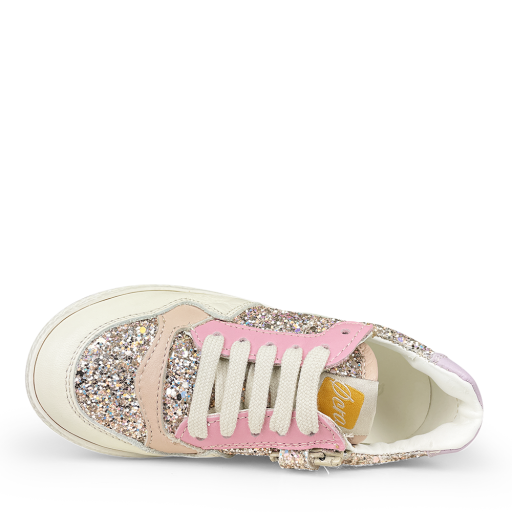 Ocra trainer Glitter sneaker with pink accent