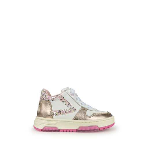 Rondinella trainer White sneaker with pink glitter