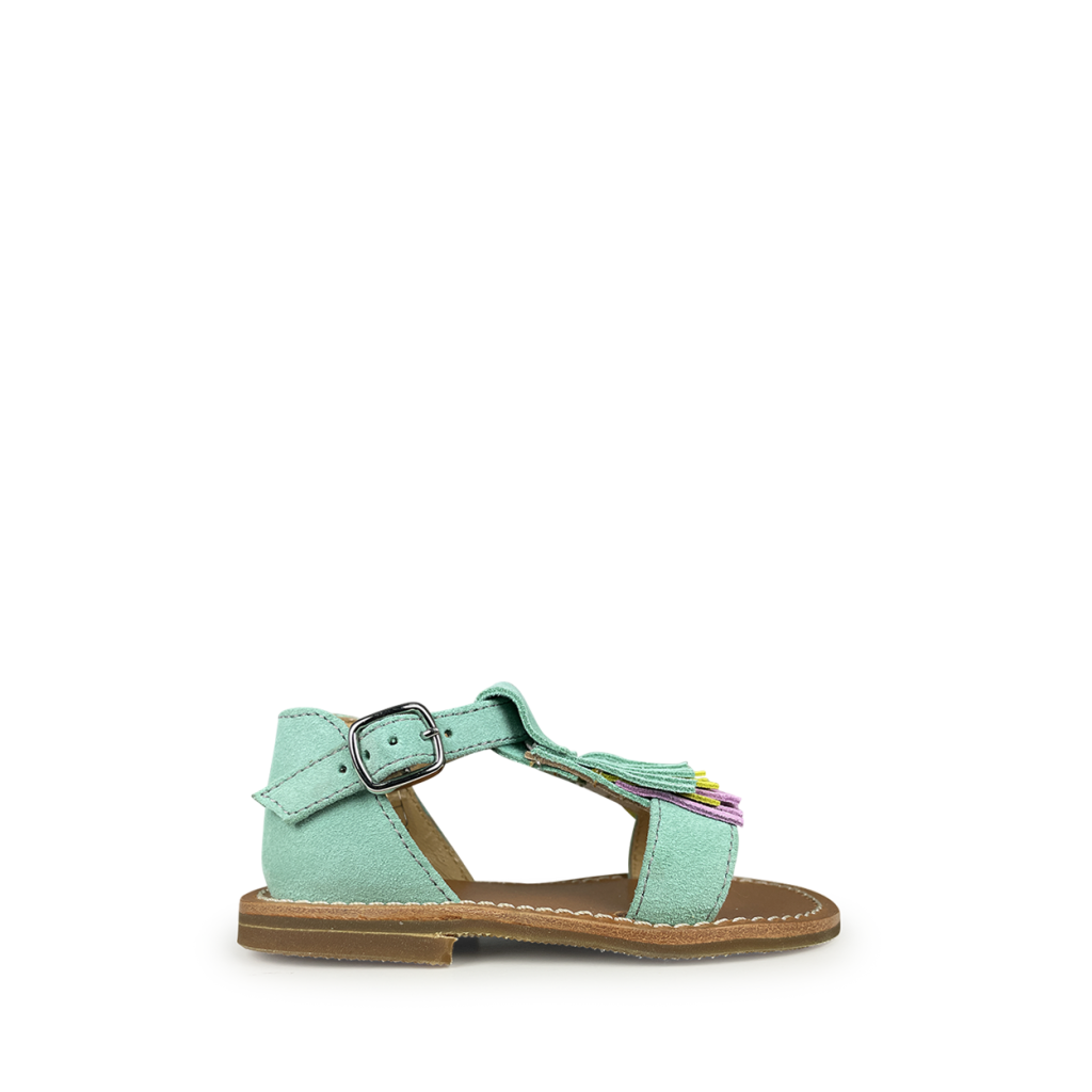 Gallucci - Turquoise sandaal met franjes