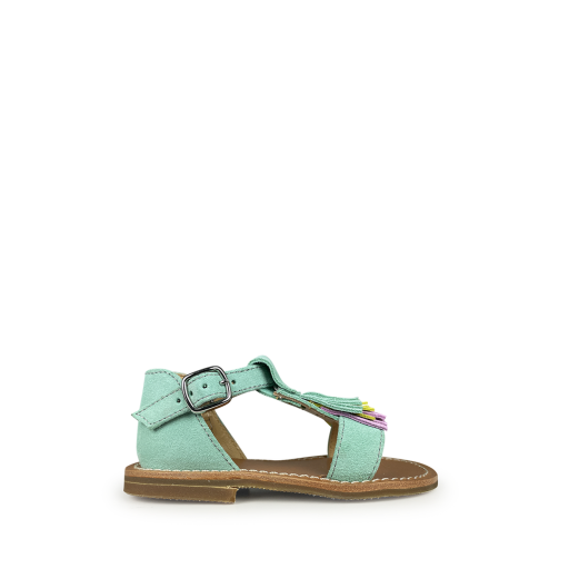 Gallucci sandalen Turquoise sandaal met franjes