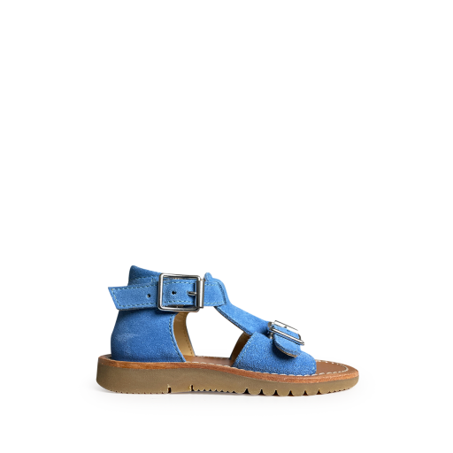 Kids shoe online Gallucci sandals Blue sandal with buckles