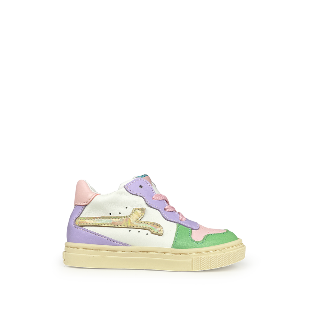 Rondinella - White sneaker with lilac, green and pink