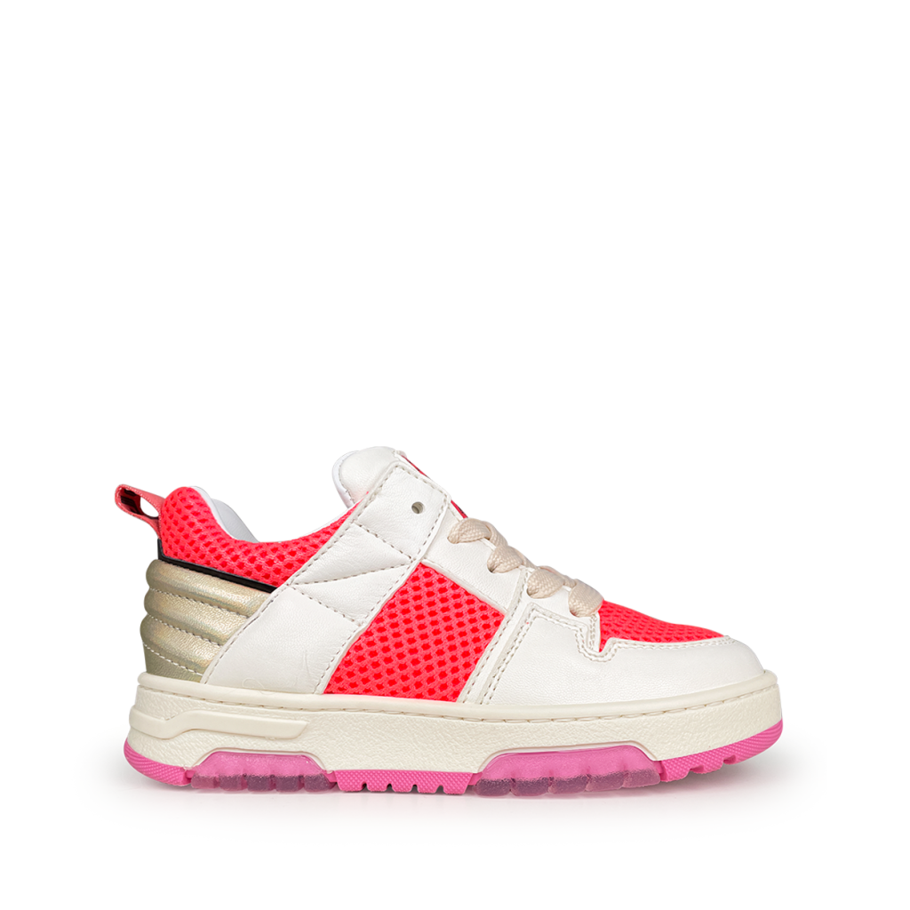 Rondinella - Witte sneaker met fluo roze