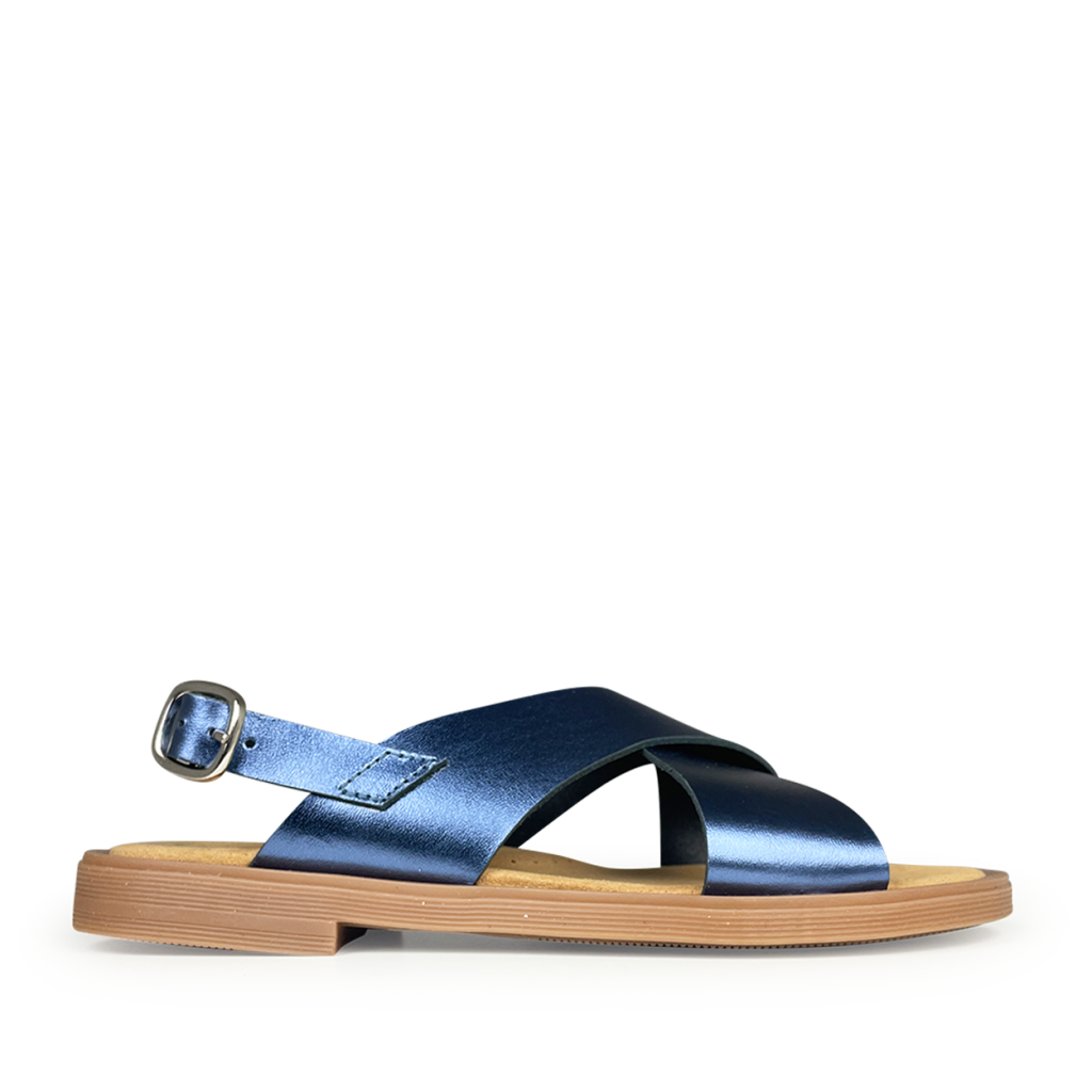 Beberlis - Sandaal blauw zacht metallic