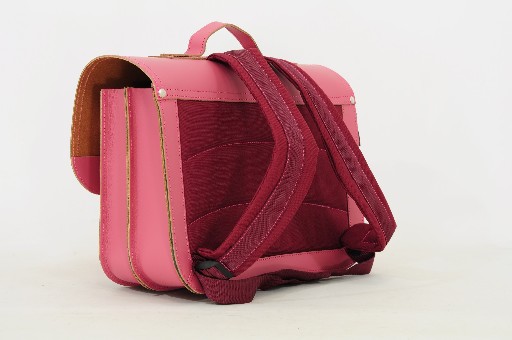 Own Stuff schooltas Lederen boekentas met magneet in pink