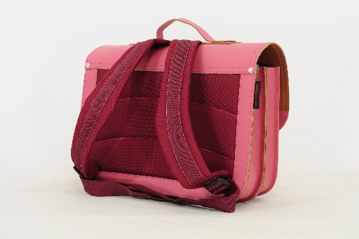 Own Stuff schooltas Lederen boekentas met magneet in pink