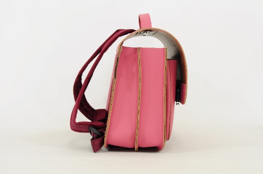 Own Stuff schooltas Lederen boekentas met magneet in pink