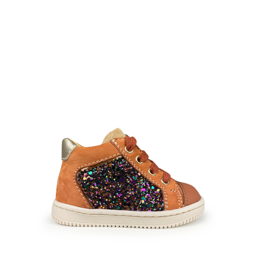Babybotte sneaker Sneaker bruin met multicolor glitter