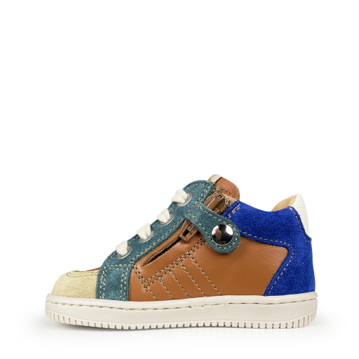 Ocra sneaker Bruine sneaker met nubuck accenten