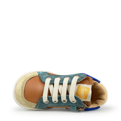 Ocra sneaker Bruine sneaker met nubuck accenten