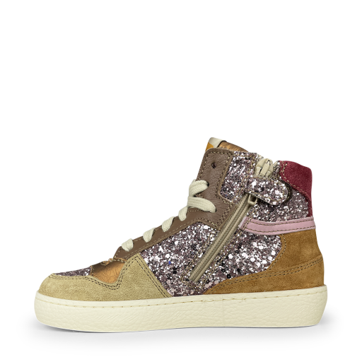 Ocra sneaker Glitter sneaker met nubuck details