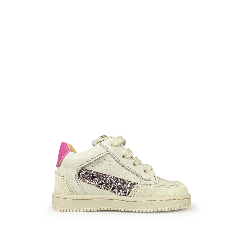 Ocra - White presneakers with pink accent