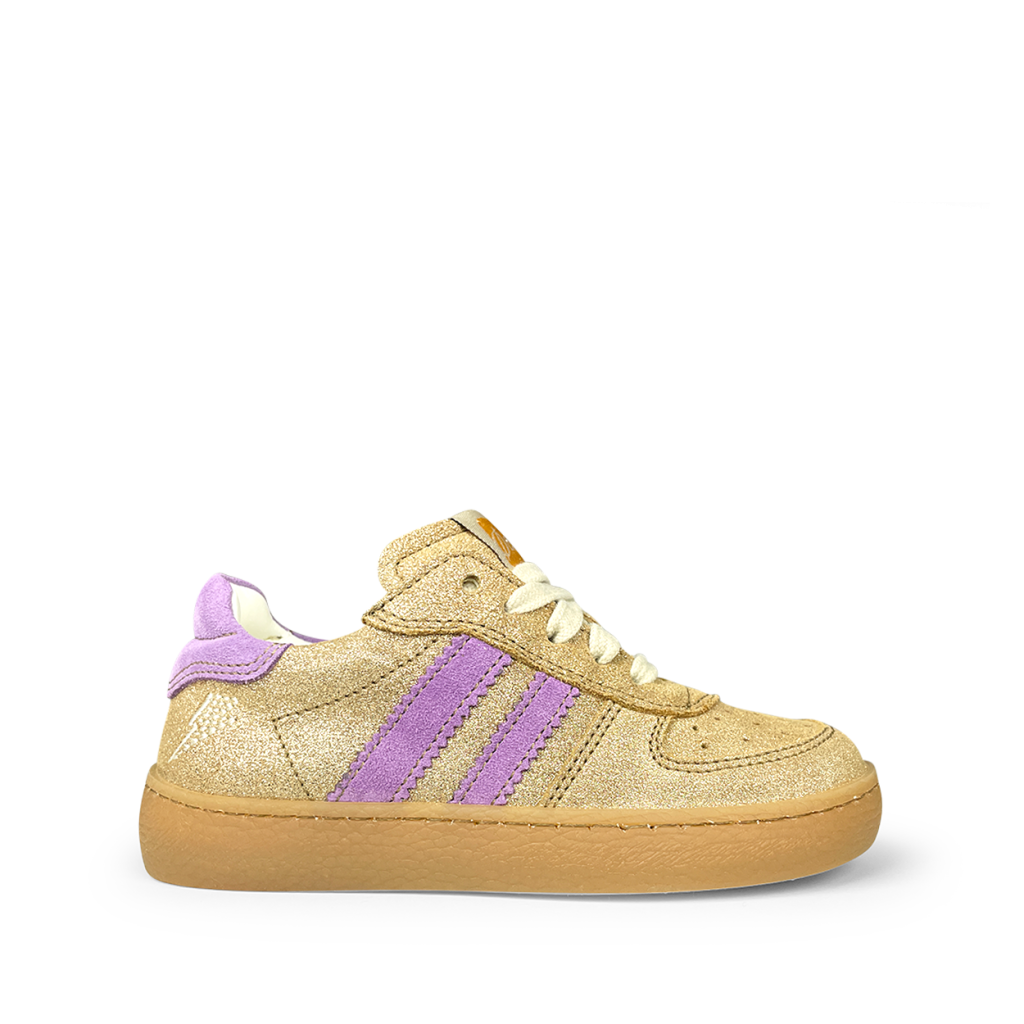 Ocra - Gouden sneaker met paarse accenten