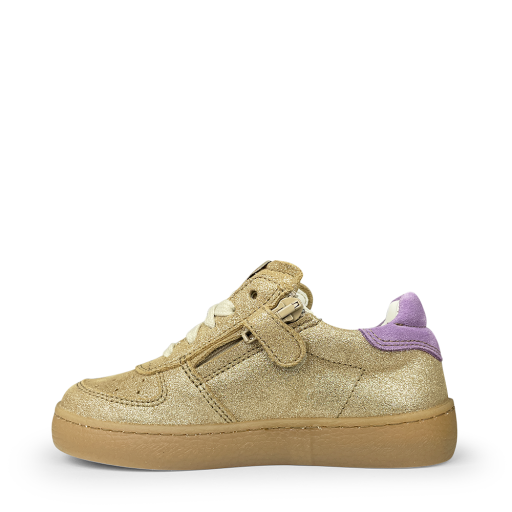 Ocra sneaker Gouden sneaker met paarse accenten