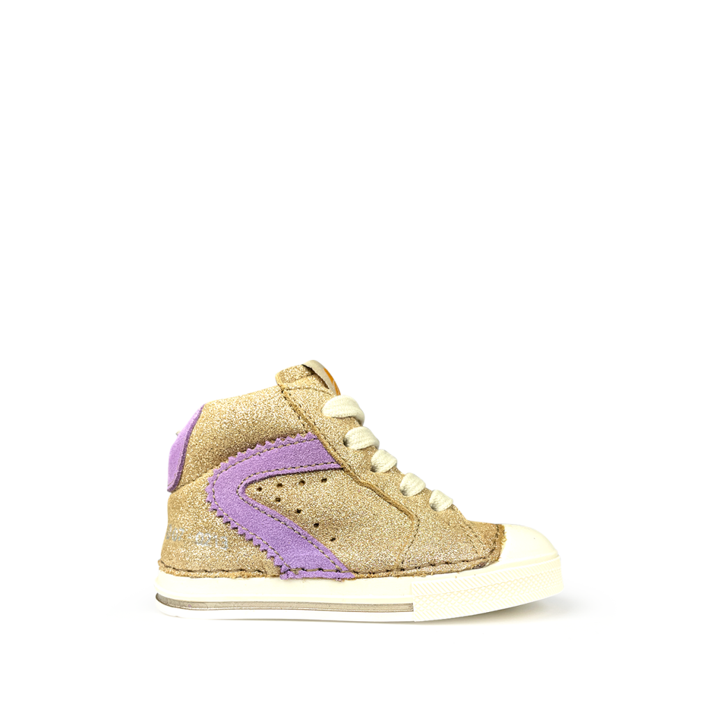 Ocra - Gold sneakers with purple accent