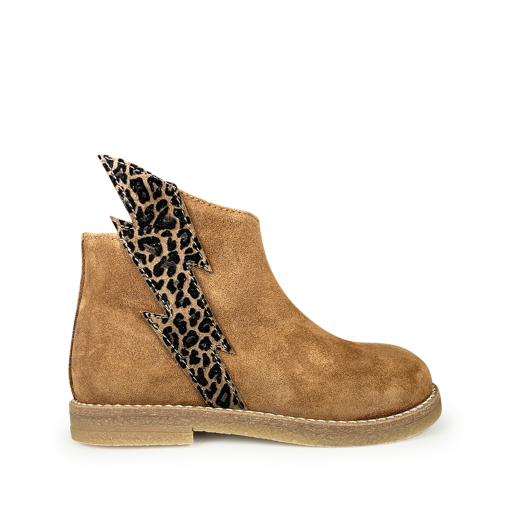 Kids shoe online Ocra short boots Brown boot with leopard