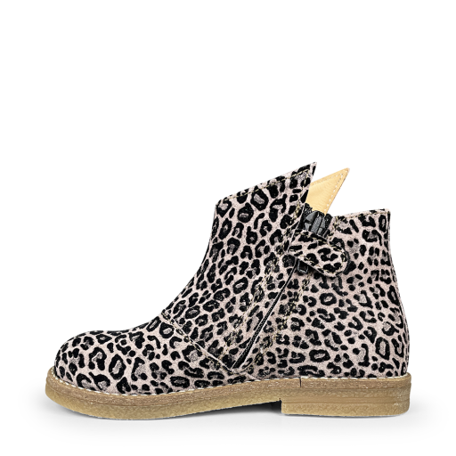 Ocra short boots Brown boot with leopard