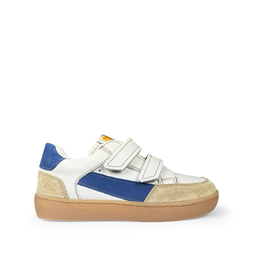 Kids shoe online Ocra trainer White sneaker with blue accent