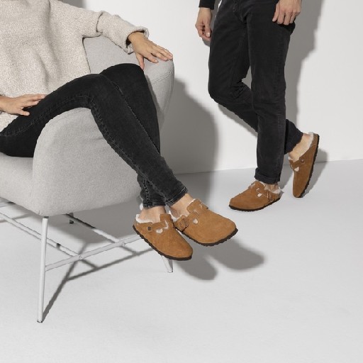 Birkenstock pantoffels Boston Shearling LEVE Mink