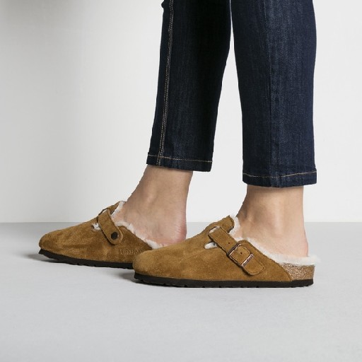 Birkenstock pantoffels Boston Shearling LEVE Mink