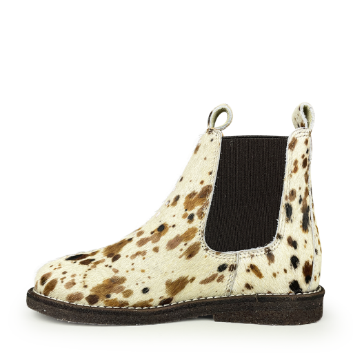 Angulus short boots Chelsea boot in ponyhaar with cowprint