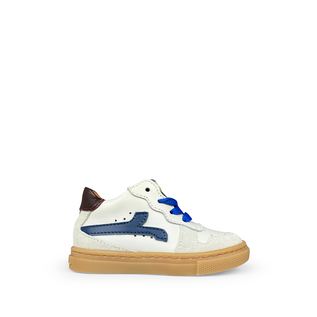 Rondinella - Lage witte sneaker met blauw