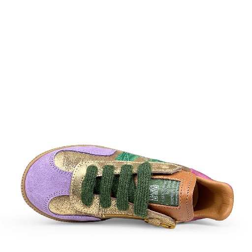 Rondinella sneaker Gouden sneaker met groen en roze