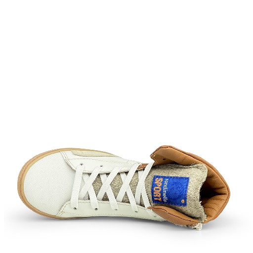 Rondinella sneaker Hoge beige sneaker met blauw- en zwarttinten