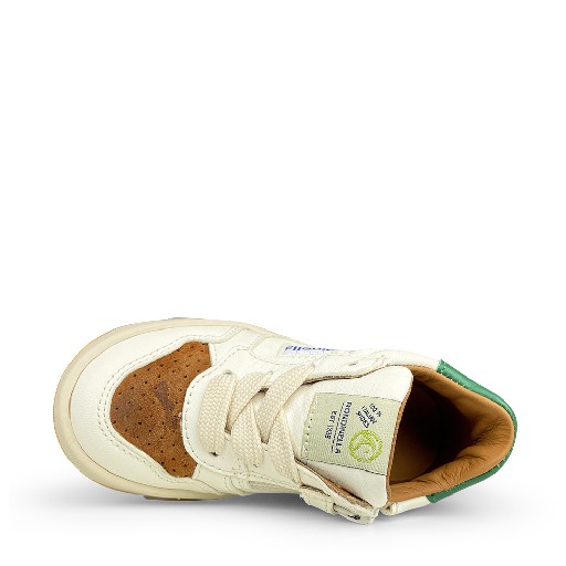 Rondinella trainer White trainer with brown and green accents