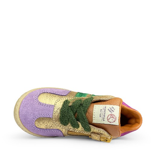 Rondinella sneaker Gouden sneaker met groen en roze