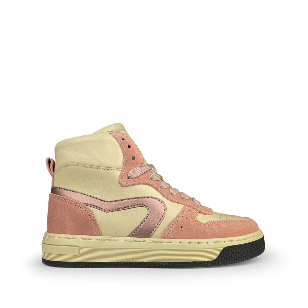 HIP - Hoge beige sneaker met roze