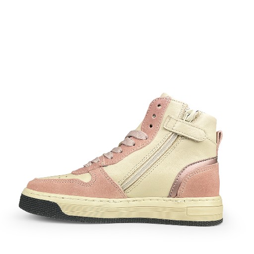 HIP sneaker Hoge beige sneaker met roze