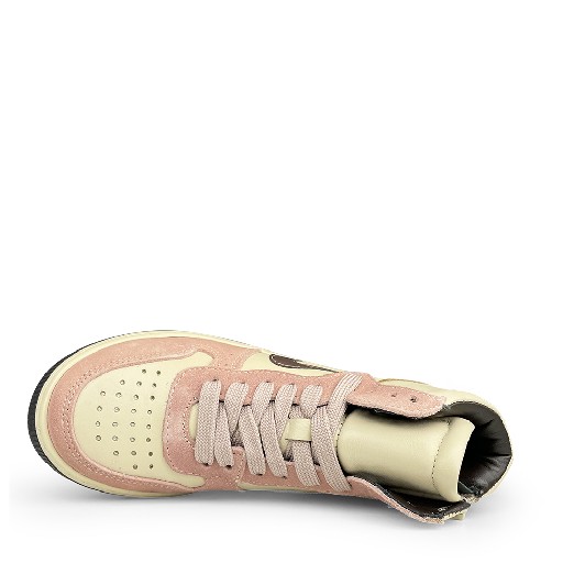 HIP sneaker Hoge beige sneaker met roze