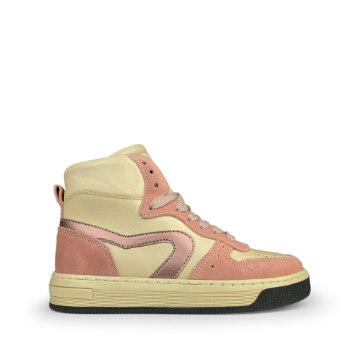 HIP sneaker Hoge beige sneaker met roze