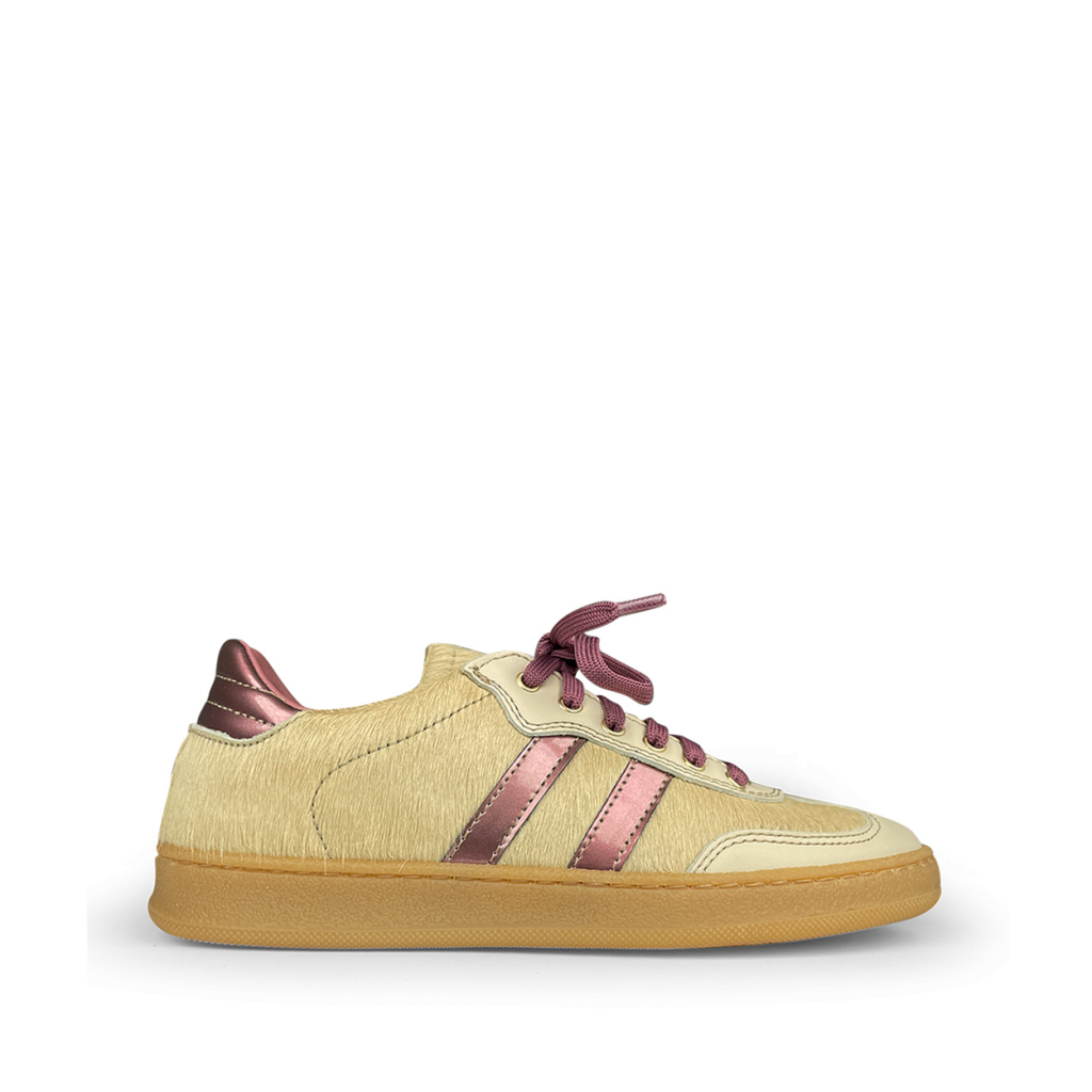 Romagnoli  - Beige sneaker met ponyhaar