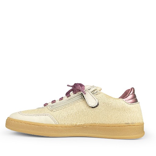 Romagnoli  sneaker Beige sneaker met ponyhaar