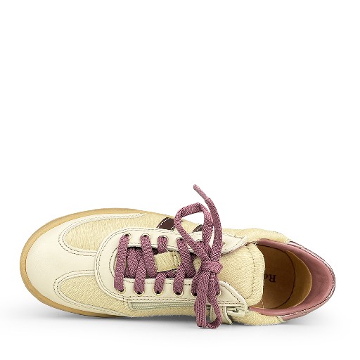 Romagnoli  sneaker Beige sneaker met ponyhaar