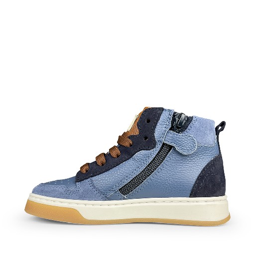 Beberlis sneaker Blauwe sneaker met bruin