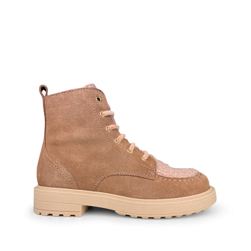 Beberlis bottines Roze veterbottine met wol