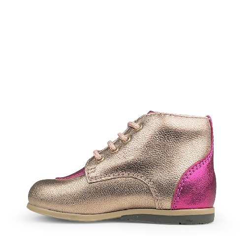 Beberlis eerste stappers Veterschoen roze metallic