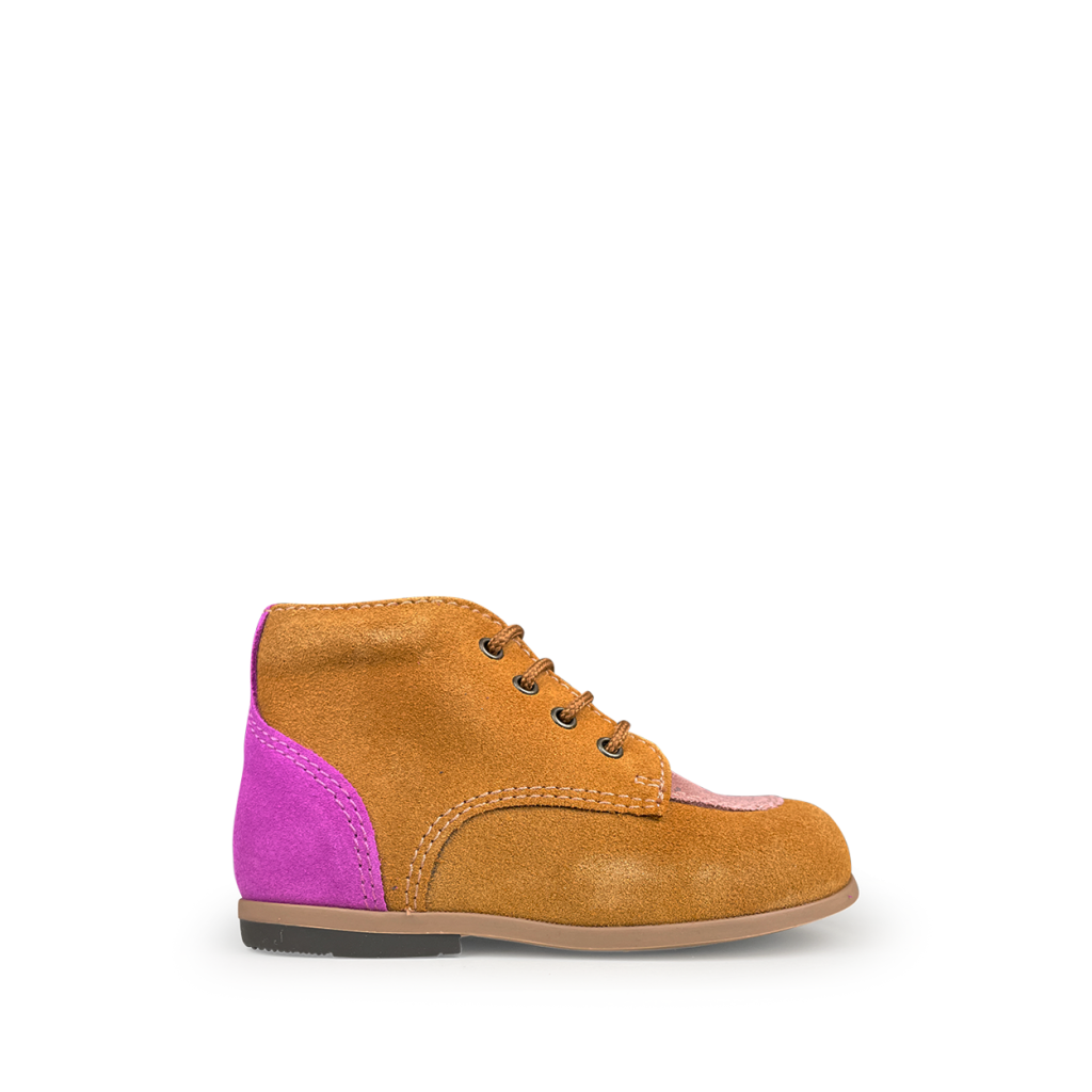 Beberlis - Lace shoe brown with pink