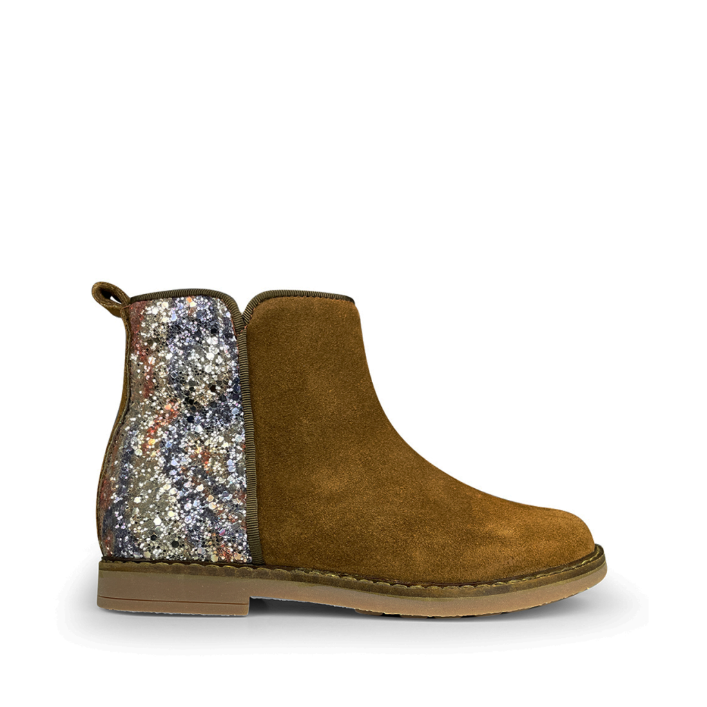 Pom d'api - Short brown boot with multiglitter